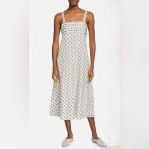 THEORY, Floral lkat Abstract Print 100% Silk Tie Back Slip Midi Dress, Sz. Small